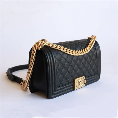 chanel boy bag caviar leather gold chain|Chanel Boy Bag Fashion Sotheby's.